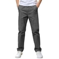 thumbnail image 2 of Yourumao Boys Chino Pants Elastic Waist Straight Leg Pant with Pockets Solid Baisc Loose Casual Trousers for Fall School Wear 5-15 Years, 2 of 8