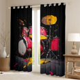thumbnail image 2 of jejeloiu Oil Painting Drum Kit Black Out Curtains,Rock Music Instrument Curtains Pack of 2 (42x63 Each) For Boys Kids, 2 of 6