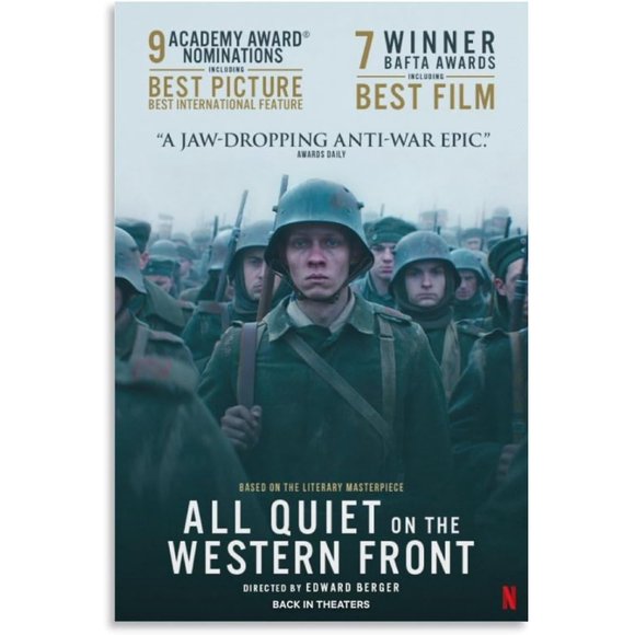 TRAHOO-War Movies All Quiet on The Western Front 2022 Movie Posters Drama Movie Room Posters Poster Decorative Painting Canvas Wall Art Living Room Posters Bedroom Painting 16x24inch(40x60cm)
