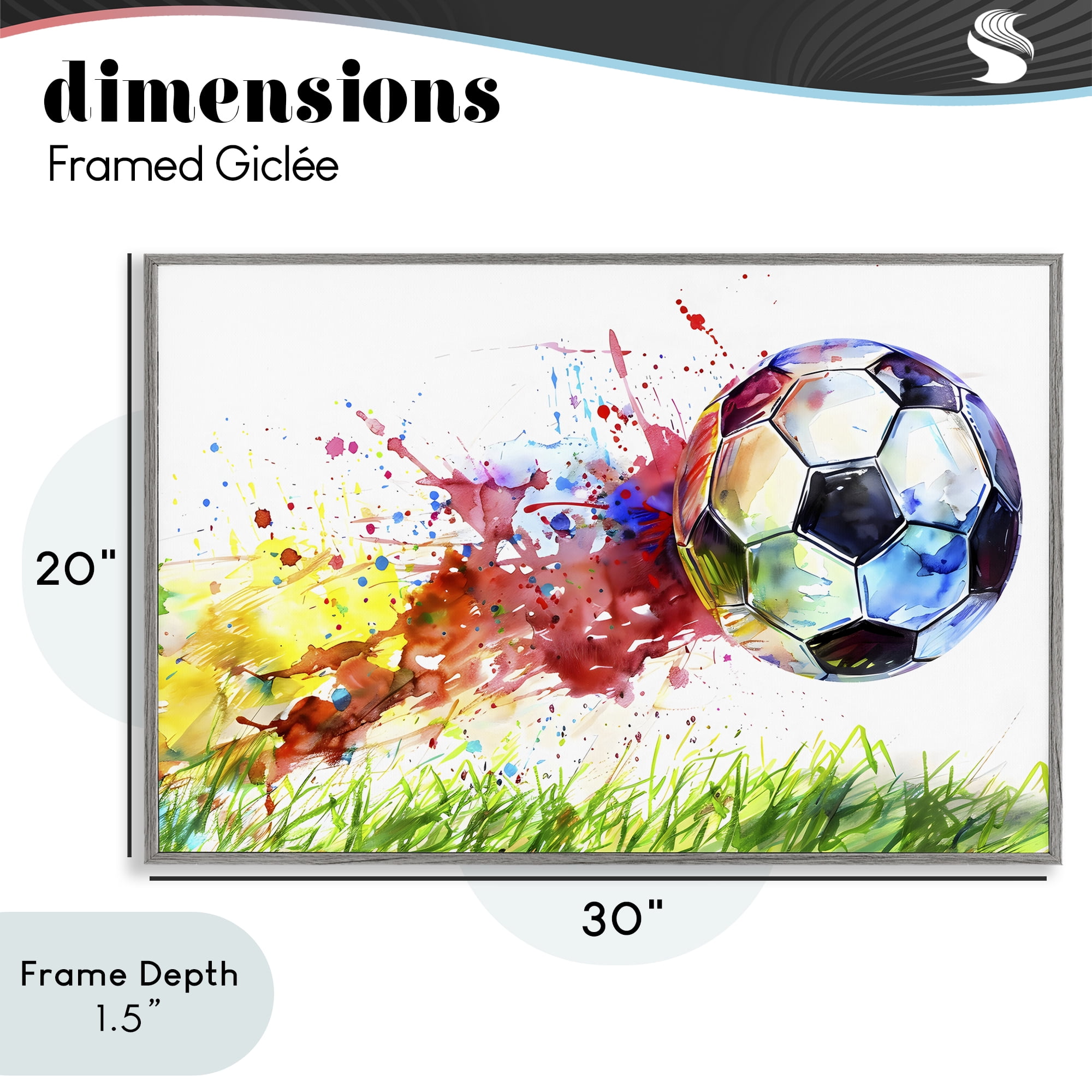 Stupell Industries Watercolor Soccer Ball in Motion Gray Framed Giclee Art, design by Creative Studio