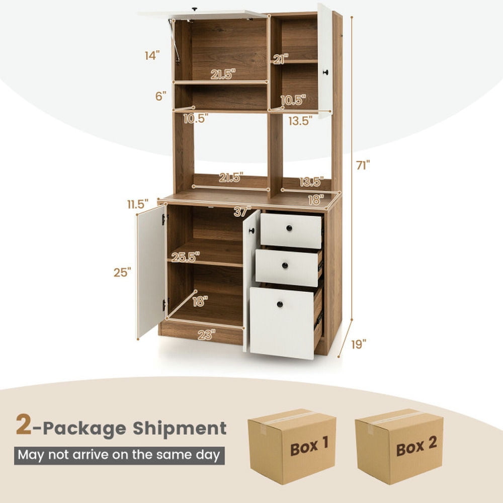 Finihen Kitchen Storage Cabinet, Buffet Sideboard, 71 Inch Kitchen Pantry with 3 Storage Cabinet and 3 Deep Drawers, for Dining Room, Kitchen, Living Room, Beige Finihen Kitchen Storage Cabinet, Buffet Sideboard, 71 Inch Kitchen Pantry with 3 Storage Cabinet and 3 Deep Drawers, for Dining Room, Kitchen, Living Room, Beige