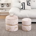thumbnail image 5 of Furniliving  Pink Velvet Round Storage Ottoman with Storage Footstool Ottomans Vanity Stool , Pack of 2, 5 of 10