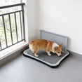 thumbnail image 4 of Dog Potty Tray with Spatter Guard, Indoor Pet Toilet with Removable Grid, Waterproof Pee Pad Holder, Easy Clean Housebreaking Training Litter Box for Small Medium Large Dogs, 4 of 6