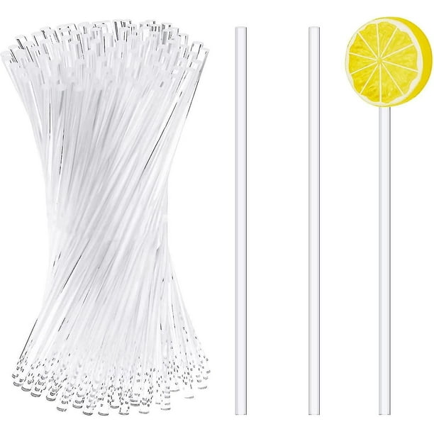 100 Pieces 4 Inch Acrylic Lollipop Sticks Clear Reusable Acrylic Rods for Making Lollipops Cake Pops Candies Chocolates and Cookies - 4 Inch