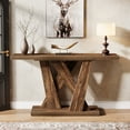 thumbnail image 4 of Table Console de Ferme 55 Pouces, Table de Ferme derrière le Canapé avec Base Géométrique, Brun Rustique, 4 of 8