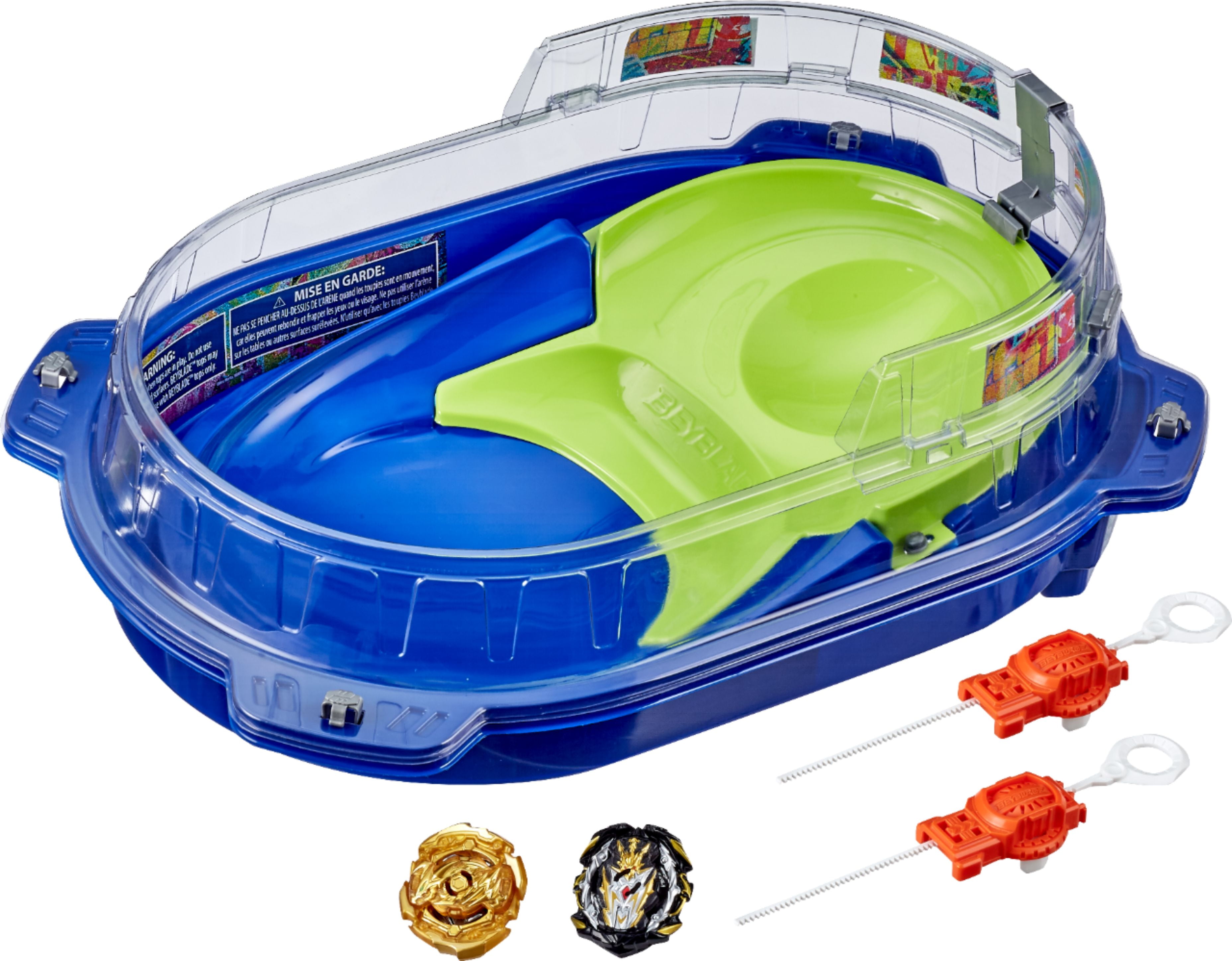 Cair para a vitória com a tecnologia da Hypersphere de Beyblade Burst.  Dicas de desempenho especializadas permitem que os tops subam a parede  vertica - Carrefour