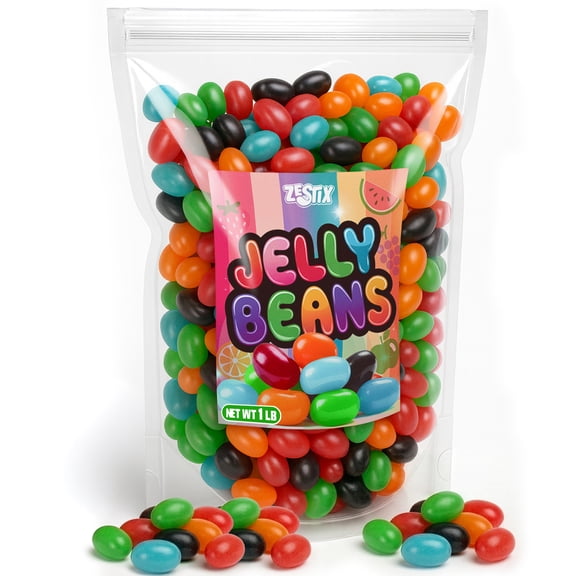 Zestix Jelly Beans, 1 lb Assorted Flavors, Soft Chewy Jelly Candy for Candy Bowls, Parties, Snacks & Bulk Treats
