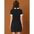 thumbnail image 4 of Allegra K Vestido de trabajo vintage para mujer Vestidos ajustados y acampanados de color en contraste Negro M, 4 of 5
