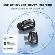 BOYA Mini 2 Wireless Lavalier Microphone for iPhone/Android, 328 FT, AI Cancelling, 30 H, Plug & Play, Lavalier Microphone for Tiktok, YouTube, Streaming, Gray