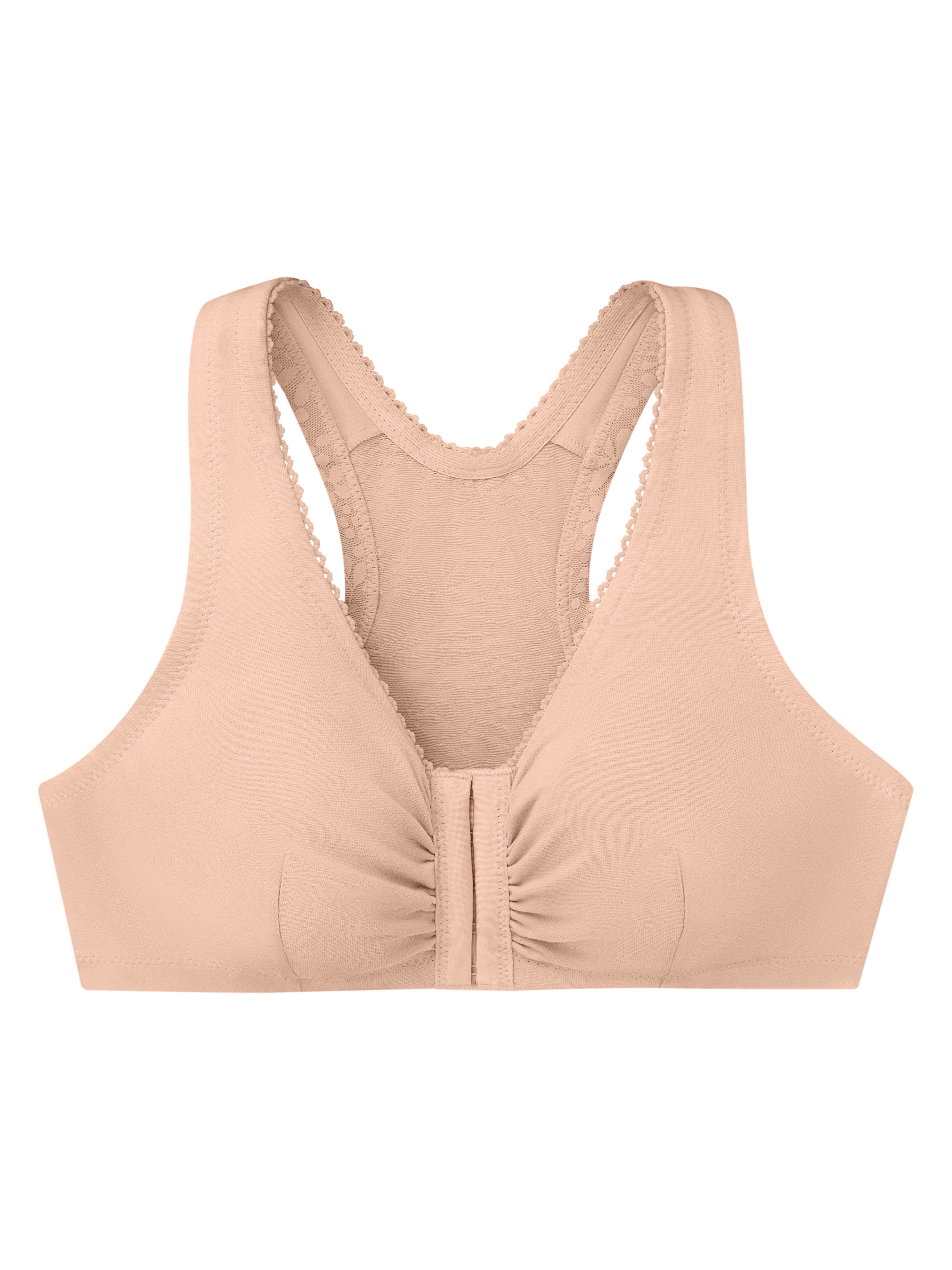 Glamorise Front-Closure Cotton T-Back Comfort Wirefree Bra 1908 (Women's & Women's Plus)