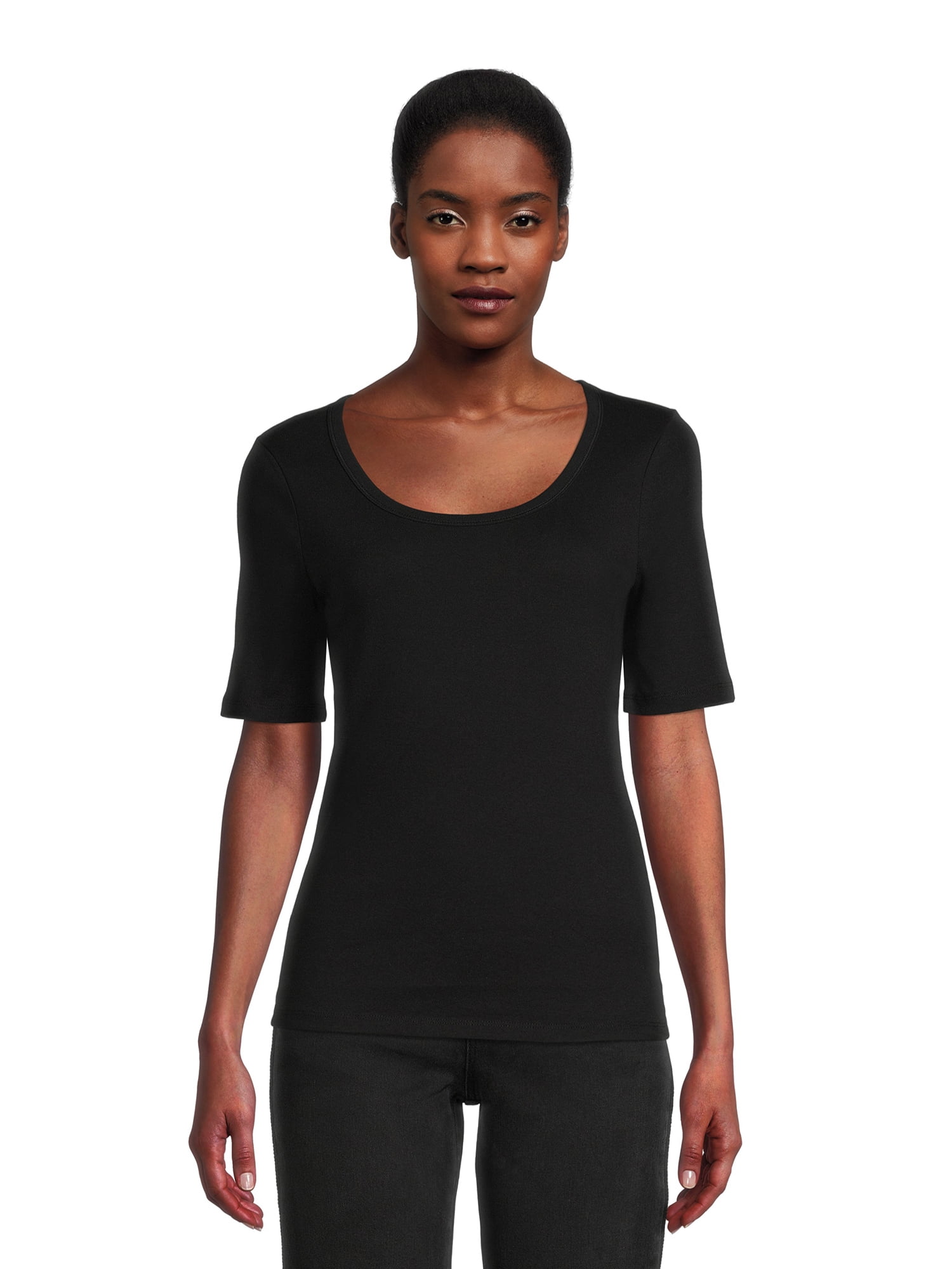 Time and Tru Women's T-Shirt with Elbow Length Sleeves - Walmart.com