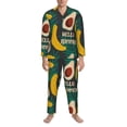 thumbnail image 3 of Fuzoiu Banana And Avocado Print Men's Long-Sleeved Pajama,Lounge Button Down Nightwear,Mens Notch Collar Pajama Set -XX-Large, 3 of 7