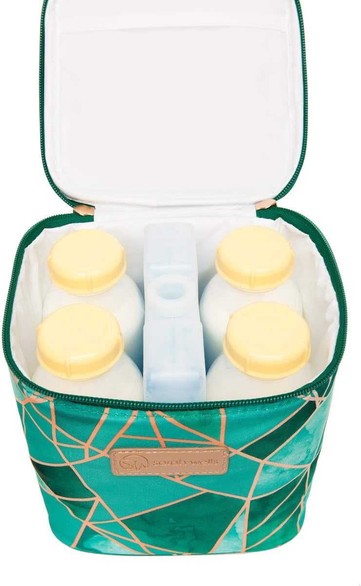 Sarah Wells Cold Gold Breast Milk Cooler Bag with Ice Pack, Insulated Storage for Bottles & Pump Parts, Washable (Limited Edition Mosaic)