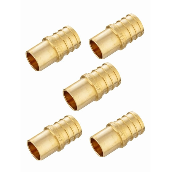 (Pack of 5) EFIELD Pex Crimp Brass Fitting 3/4" Pex x 1/2" Male Sweat Copper Adapter (Inside Copper Tube) Brass Fitting Lead Free