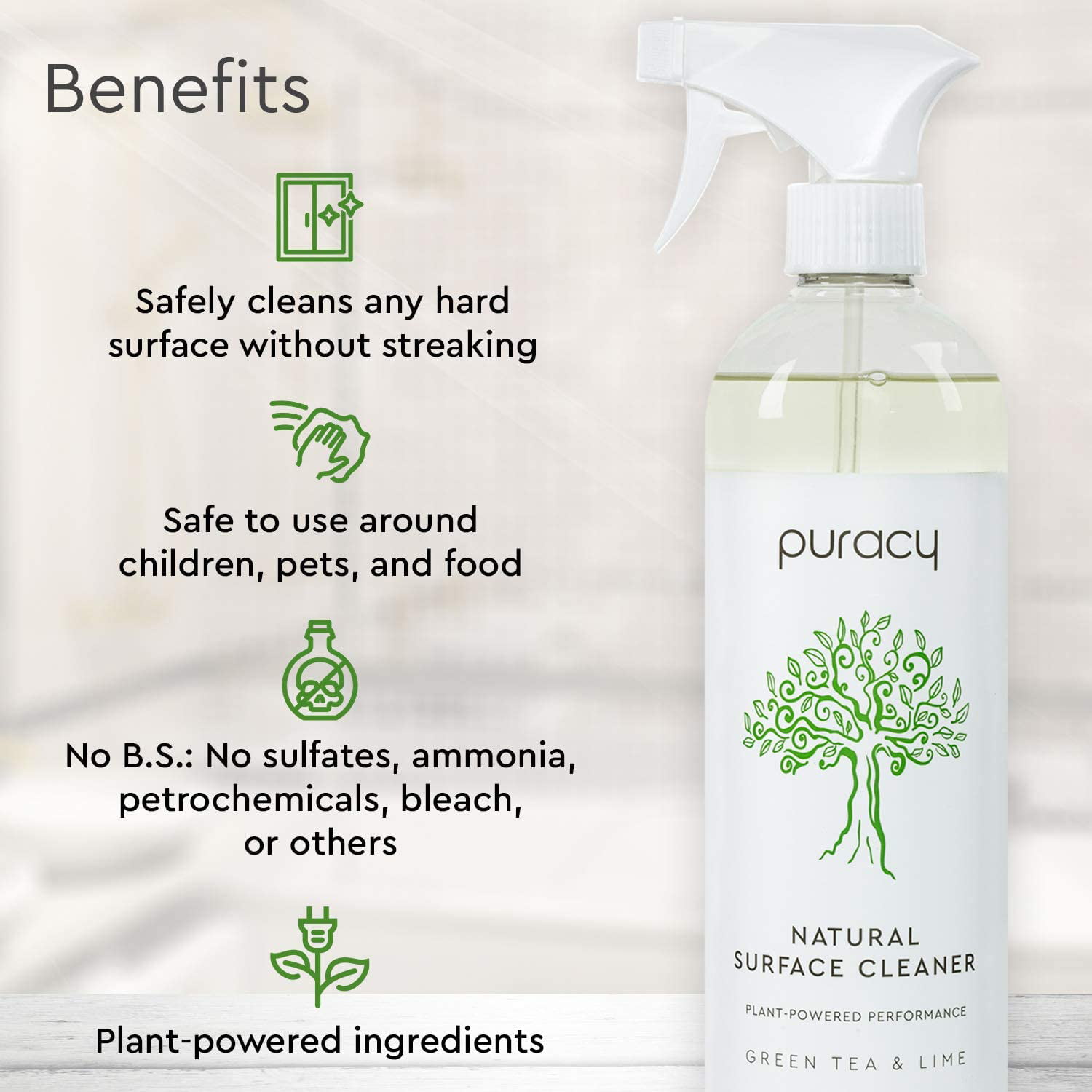 Puracy Multi-Surface Cleaner, Natural Everyday Household All