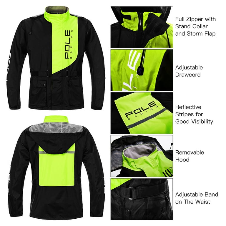 POLE-RACING Men Waterproof Breathable Rain Suit Rain Jacket and Pants Suit  for Motorcycle Golfing Cycling Fishing Hiking 