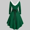 thumbnail image 5 of Womens Christmas Mrs Claus Outfit Santa Midi Dress Xmas Party Dresses Long Sleeve V Collar XXXXL Green, 5 of 5