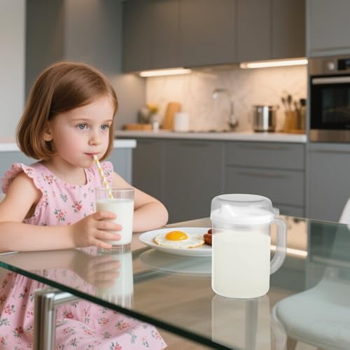 6 Pack Early Learning Kids Easy Pour Mini Pitchers 20 Oz Clear Plastic Pitcher with Lid and Handle Child Mini Easy Pour Bottles for Water Milk Tea Classroom Nursery Home$$Home Decor, Kitchen, & Other