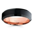 thumbnail image 2 of Rose Gold Tungsten Ring Black Tungsten Ring 6mm Rose Gold Tungsten Beveled Ring, 2 of 2