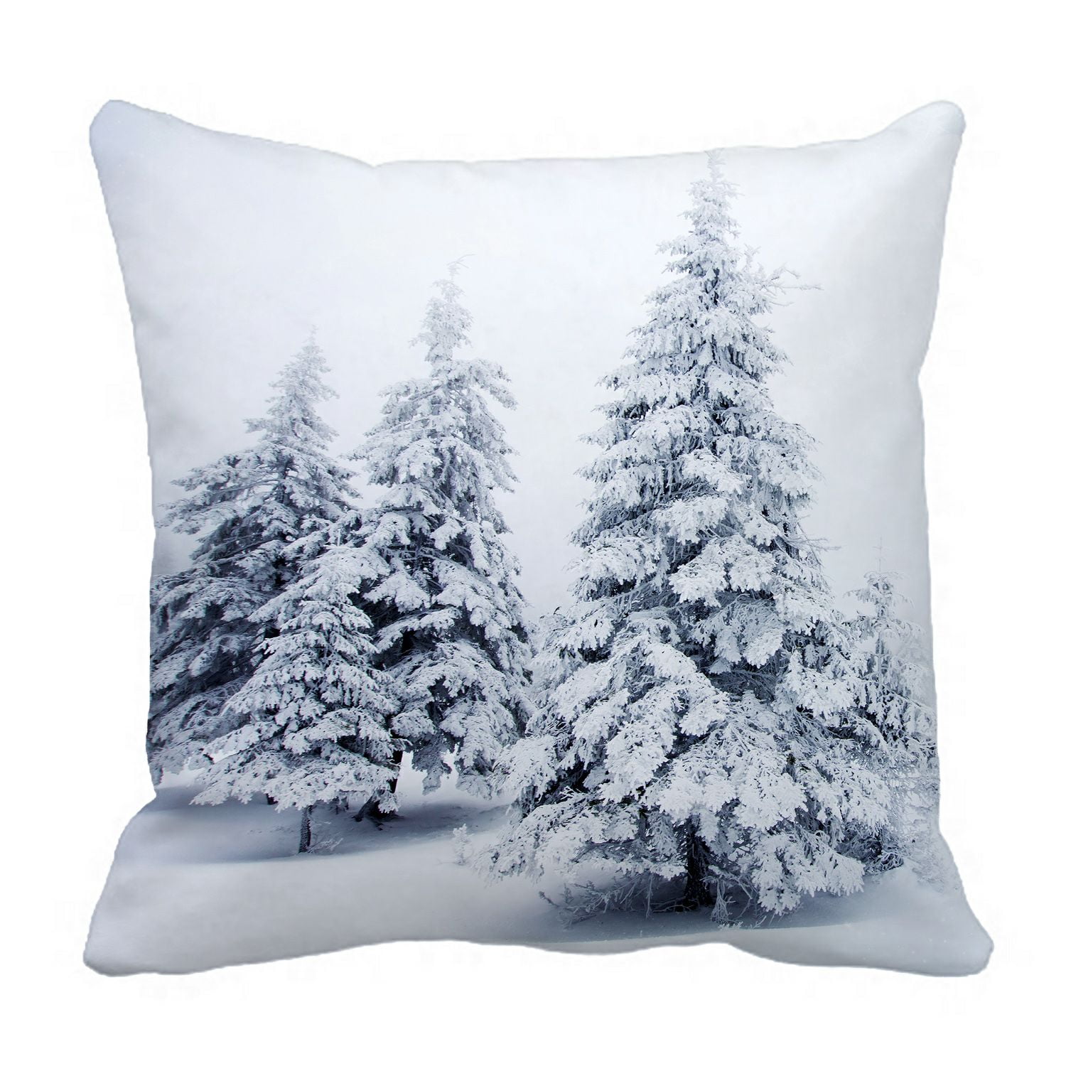 PHFZK Winter Landscape Pillow Case, Merry Christmas with Snowy Trees