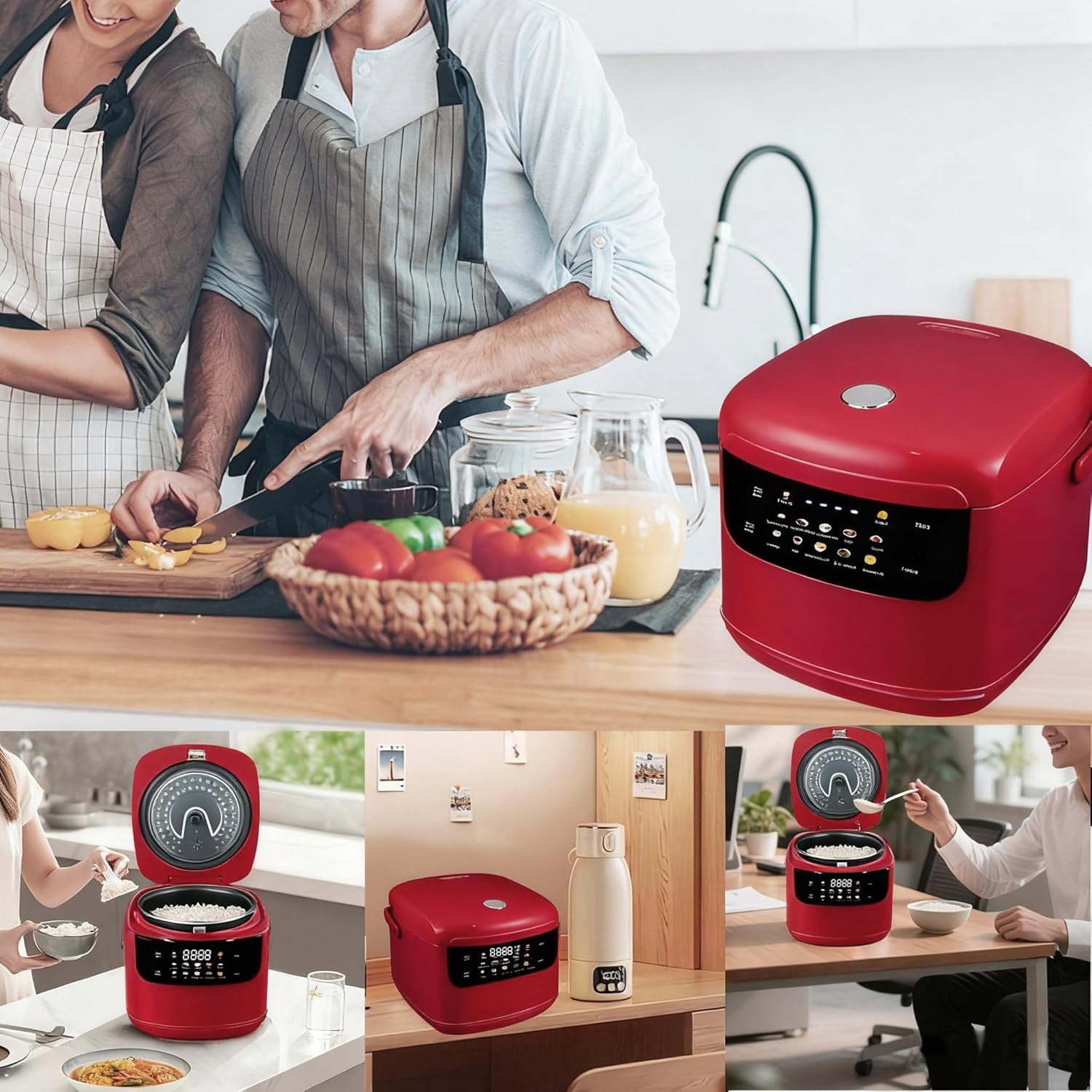 Rice Cooker 2L  Portable with 10 Functions, 400W Fast Cooking, Non-Stick Pot, 24H Timer for Dorms and Camping