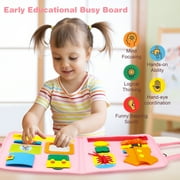 Toddler Toys for 2 3 4 Year Old Girls Busy Board for Toddlers, Montessori Toys Activity Board for Girls Age 2 3 4 Sensory Toys for Autism Children, Holiday Birthday Gifts for 2 3 Year Old Girls-Pink