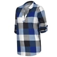 thumbnail image 5 of LISTHA Womens Plaid Shirts Casual V Neck Cotton Cuffed Tops Fashion Long Sleeve Blouses Trendy Work Tops Blue L, 5 of 9