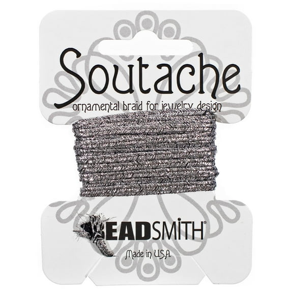 Craft County 3mm Textured Metallic Polyester Soutache Cord - 3-Yard Winder - Wide Range of Color Options - Stylish & Ideal for Jewelry Making, Ornamental Braiding, Beading and More