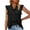Black, variant on sovlvnd Plus Size Tank Tops for Women Fashion Womens Tie Neck Blouses Summer Causal Ruffle Trim Sleeveless Tops Tank Top Bodysuit for Women