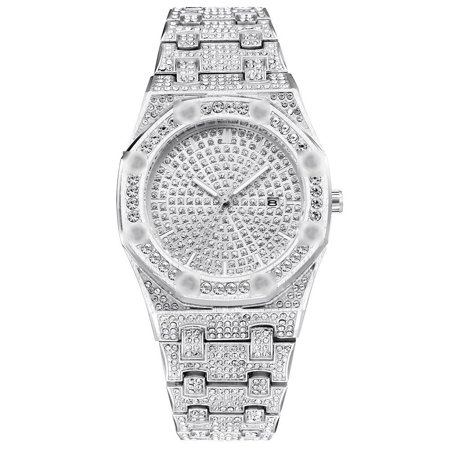 Fashion Quartz Watch with Perpetual Calendar, Stainless Steel Strap and Alloy Case, Round Dial with Pointer Display, 26cm Circumference
