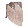 thumbnail image 5 of Haitryli Womens Belly Dance Hip Scarf Tiered Tassel Waist Chain Lace Up Skirt For Salsa Tango Champagne Leopard One Size, 5 of 5