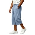 thumbnail image 3 of Men's Capri Pant Baggy Below Knee Summer Casual Wide Leg Loose Drawstring 3/4 Pant with Big Pockets, 3 of 7