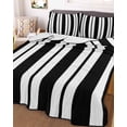 thumbnail image 3 of Quilts Twin Size Bedding Set, Black Striped Lightweight Quilted Comforter, Blue Geometric Line Stripes Farmhouse Soft Reversible Bedspread Coverlet with Pillow Covers for All Season, 68" x 86", 3 of 7