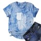 thumbnail image 2 of Camiseta de mujer, divertida y linda camiseta de manga corta, camiseta con estampado de bandera del Día de la independencia, camiseta teñida anudada, blusa, regalo para mujer Pompotops  hkajfhjk467520, 2 of 7