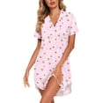 thumbnail image 5 of Ekouaer Womens Cotton Nightgowns Button Down Sleep Shirts Soft Night Shirts Night Dress, 5 of 6