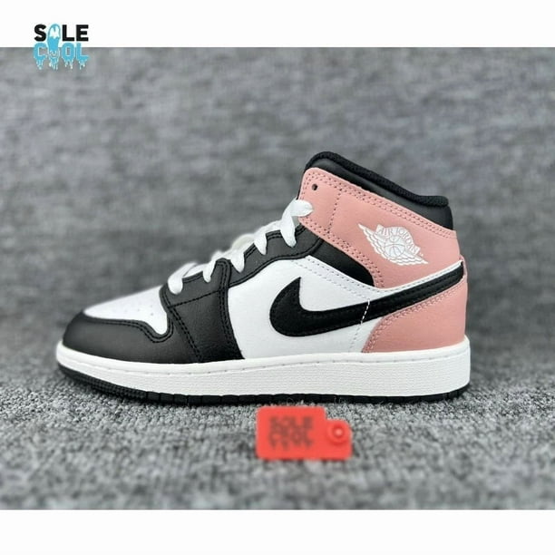 N I-K-E A i r-Jor-dan 1 Mid Shoes White Black Rust Pink DQ8426-100 GS DQ8423-100