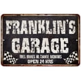 thumbnail image 1 of FRANKLIN'S Garage Black Grunge Sign 12 x 18 Matte Finish Metal 112180005464, 1 of 1