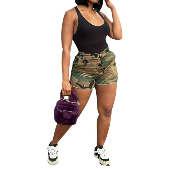 Women’s Camouflage Pocket Shorts – Casual Summer Daily Wear with Utility Style