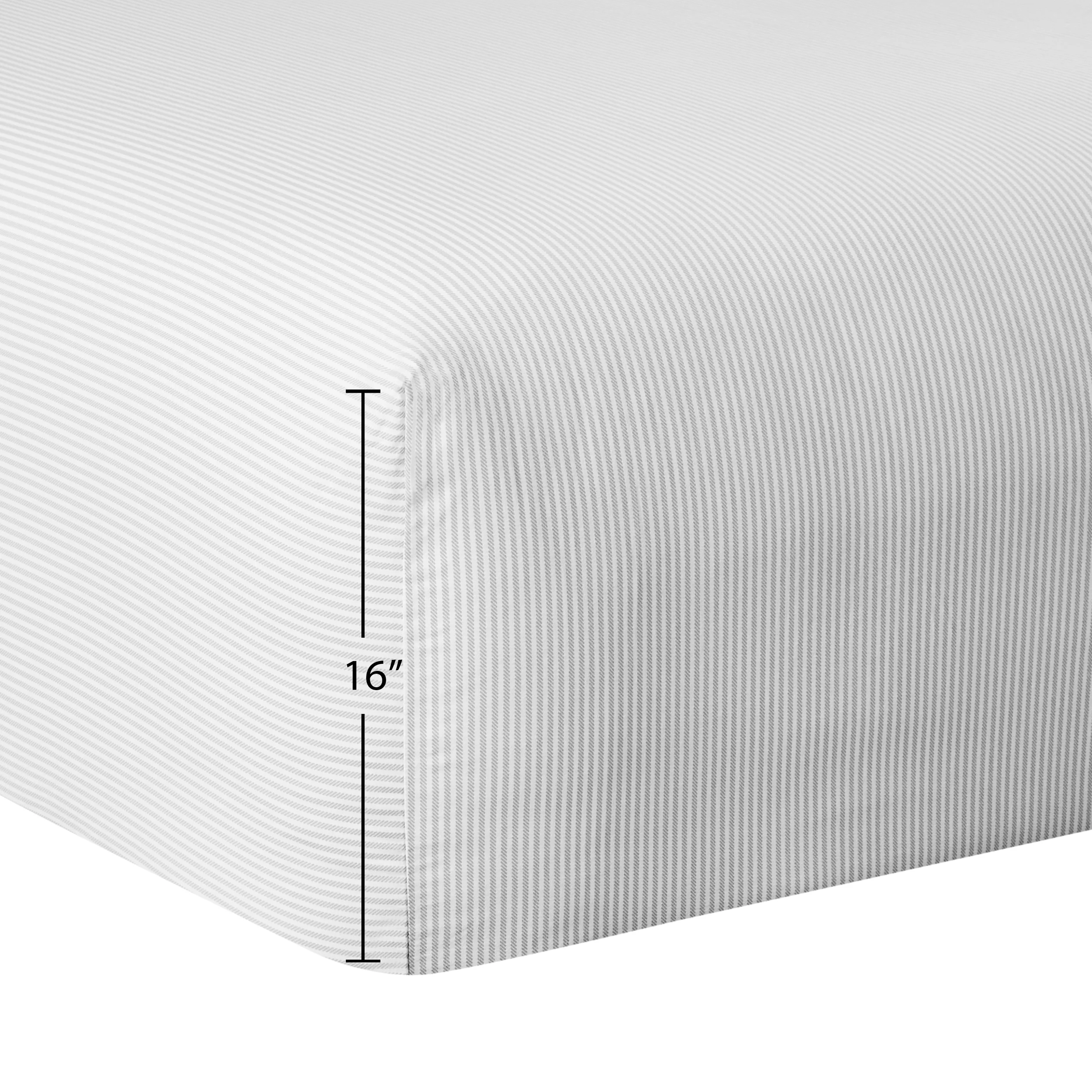 Mainstays 4-Piece 300 Thread Count Grey Stripe- CVC Cotton Blend Bed Sheet Set, King(Adult), King Sheet Set