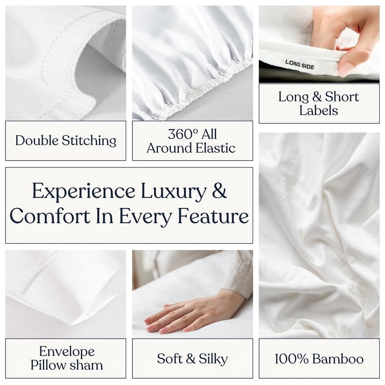 Delara Breathable & Cooling Technology, Viscose from Bamboo Sheet Set - Twin Size, Deep Pocket Bed Sheets - White