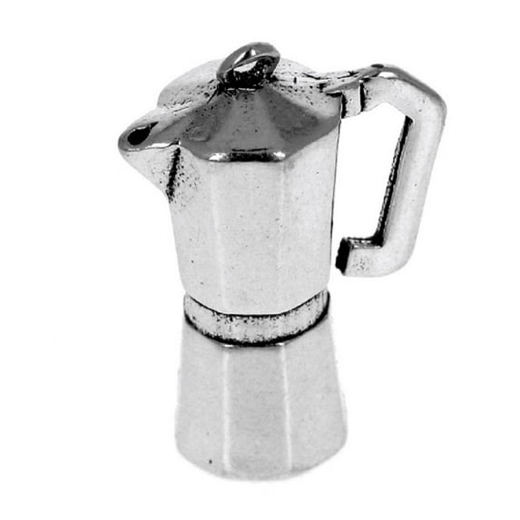 Sterling Silver 18" 1mm 3D Kitchen Cooks Itailian Expresso Coffee Machine Pendant Necklace