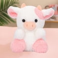 thumbnail image 3 of ZTGD Muñeca de peluche de vaca rosa sentada con ojos 3D bordados suaves y difusos Regalos de cumpleaños para niños Lindo animal de peluche de ganado lechero de algodón PP Suministros para la sala de, 3 of 7