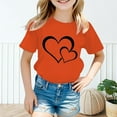 thumbnail image 2 of XDZJLR Chemises pour Filles Enfant Mignon Graphique Col Rond Manches Courtes Été Décontracté T-Shirts Orange 13-14 Ans, 2 of 5