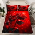 thumbnail image 2 of Castle Fairy Teens Red Rose Bed Sheets,Romantic Flower King Sheets, 2 of 7