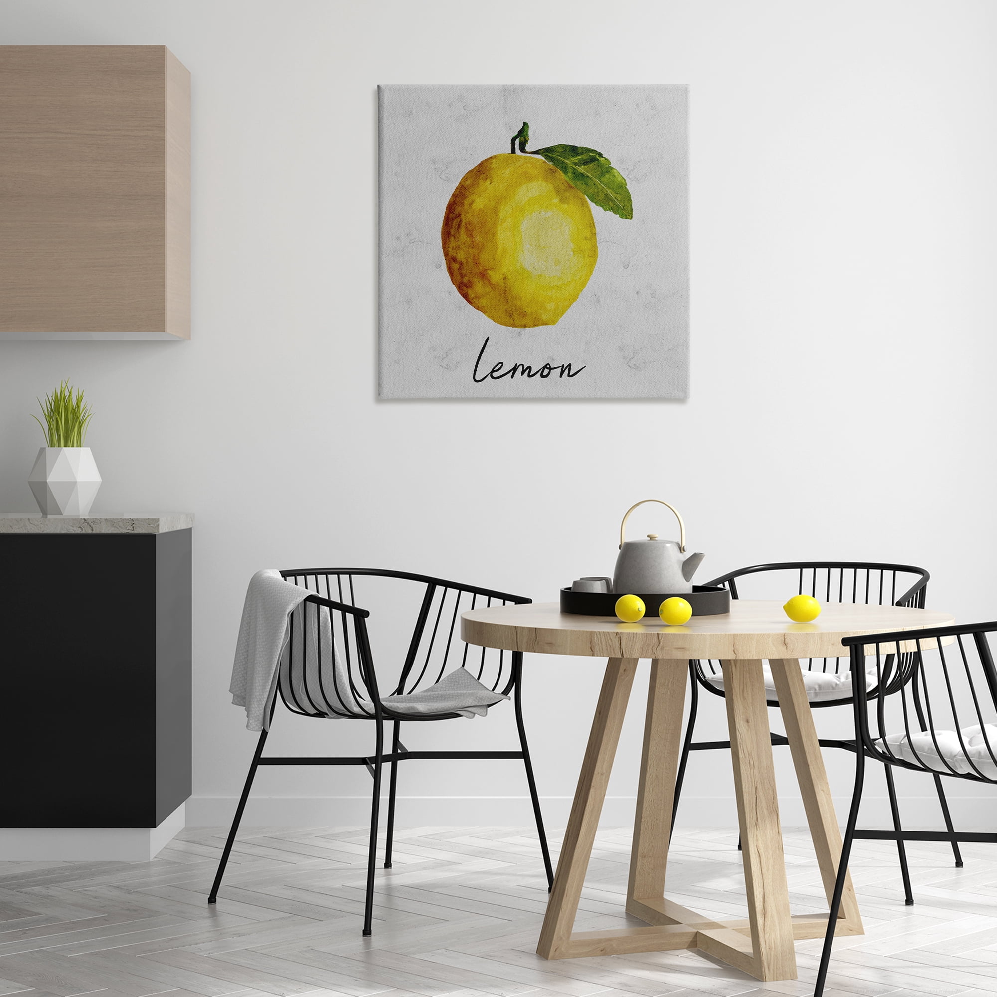 Stupell Industries Kitchen Lemon with Leaf Food & Beverage Painting Wrapped Canvas Art Print Wall Art, 30 x 30