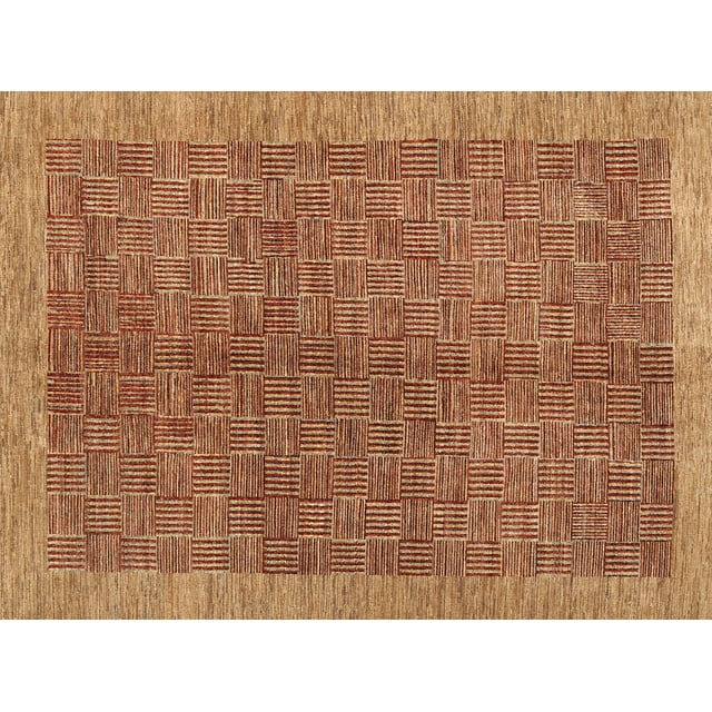 Ahgly Company Indoor Rectangle Contemporary Mahogany Brown Abstract Area Rugs, 2' x 4'