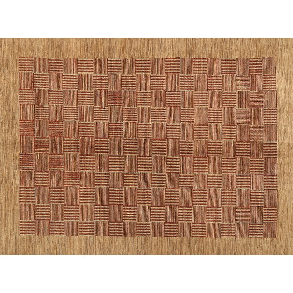 Ahgly Company Indoor Rectangle Contemporary Mahogany Brown Abstract Area Rugs, 4' x 6'