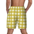 thumbnail image 3 of Sigee Yellow Checkboard Print Mens Swim Trunks with Compression Liner Quick Dry Swim Stretch Beach Shorts with Pockets,S-3XL, 3 of 7