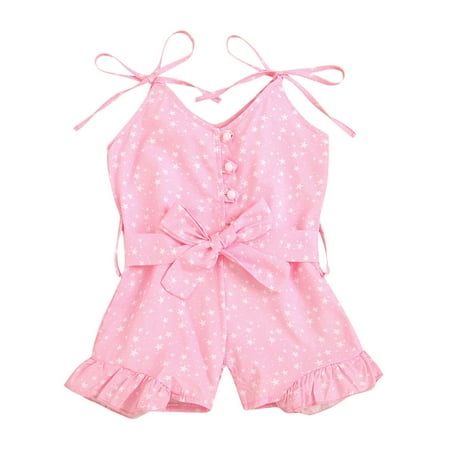 

Summer Baby Kids Girls Sleeveless Print Suspended Romper Jumpsuit