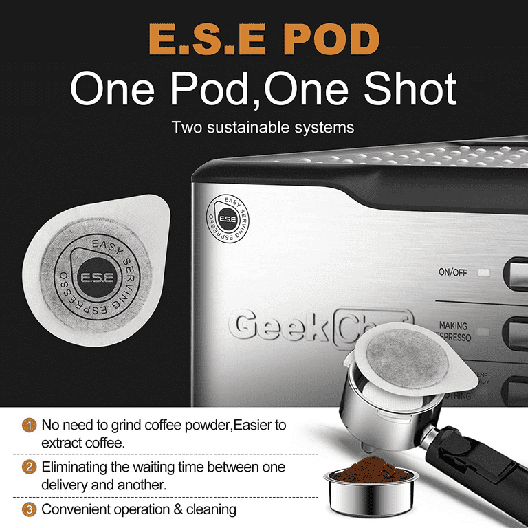 Geek Chef Espresso and Cappuccino Machine with Automatic Milk Frother,20Bar  Espresso Maker for Home, for Cappuccino or Latte,with ESE POD filter